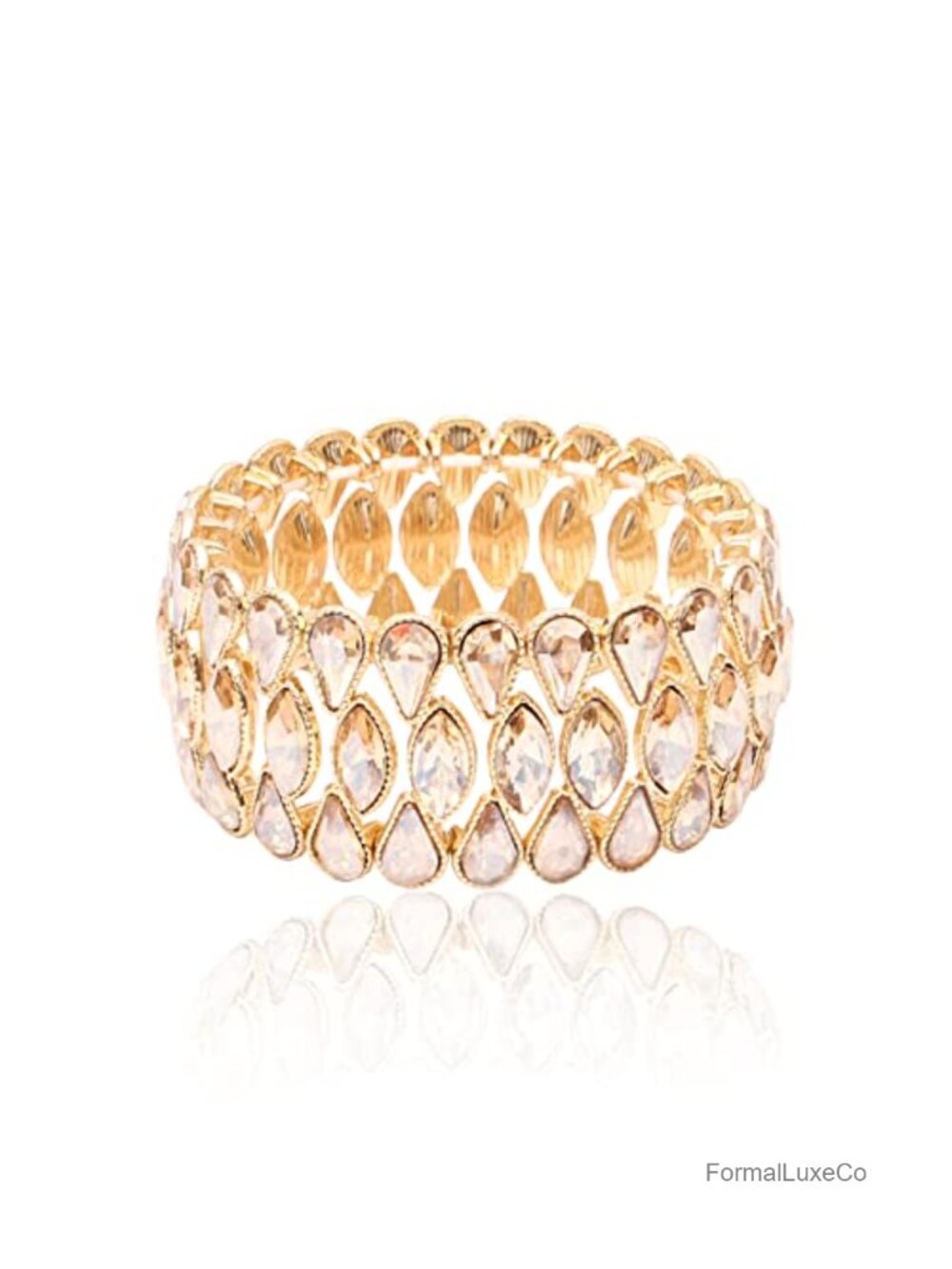 Austrian Crystal 3 Layer Stretch Bangle Bracelet Statement Jewelry for Wedding